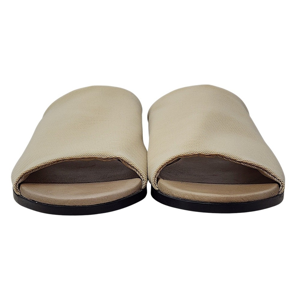 Munro Slide Sandals 8.5 M Wom Beige Mesh Open Toe Block Heel Mule Shoes Minimal - Picture 4 of 13